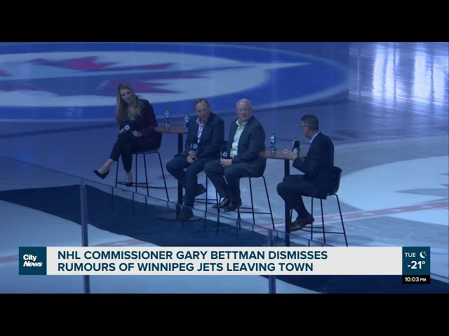 ⁣NHL Commissioner Gary Bettman arrives in Winnipeg