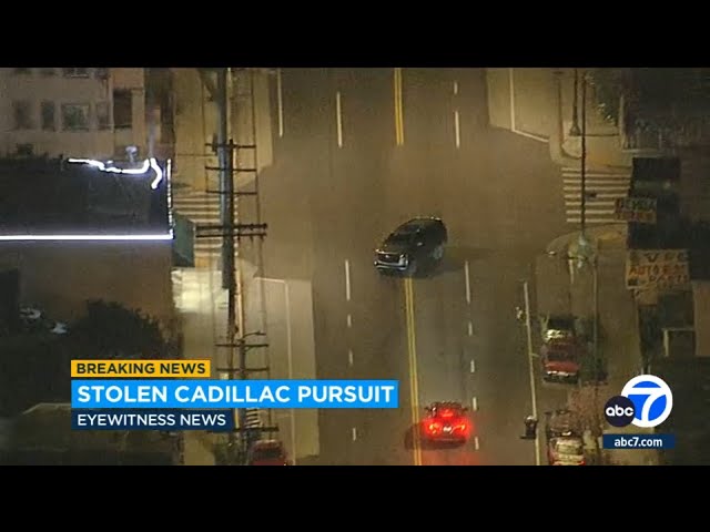 Wild chase of stolen Cadillac ends after suspect surrenders to LAPD