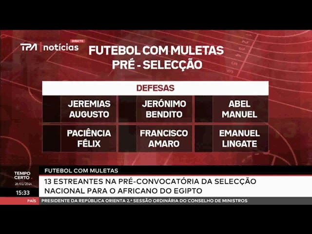 Futebol com muletas: 13 Estreantes na pré-convocatória da selecção para o Africano do Egipto