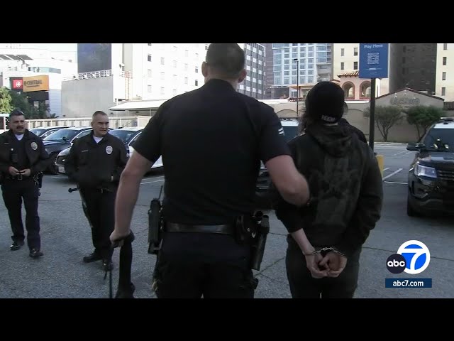 2 arrested after group breaks into graffiti-covered high-rise in DTLA