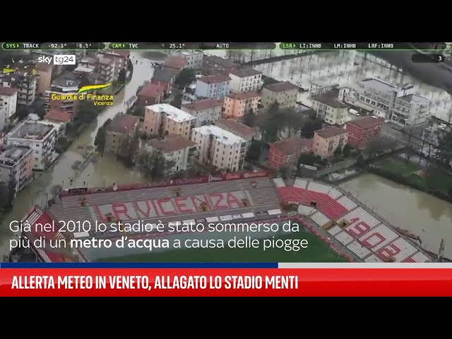 Allerta meteo in Veneto, allagato lo stadio Menti