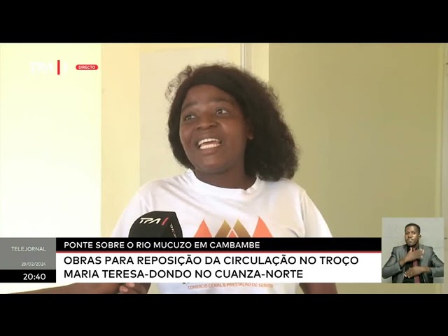 Ponte sobre o Rio Mucuzo em Cambambe -Obras para reposição da circulação no troço Maria Teresa Dondo