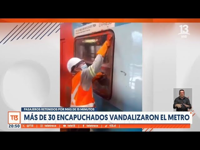 Más de 30 encapuchados vandalizaron el metro