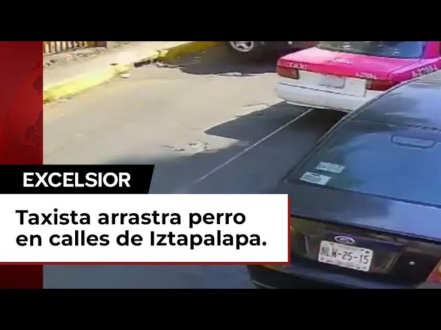 Taxista arrastra a un perro mientras circula por calles de Iztapalapa