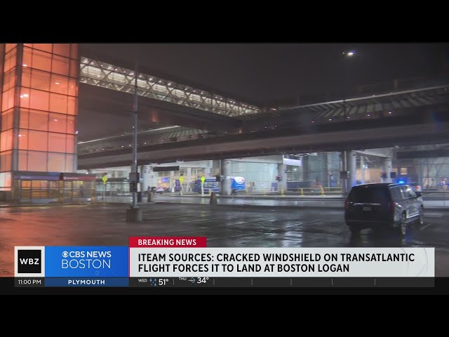 Cracked windshield on transatlantic flight forces plane to land at Logan Airport