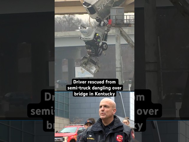 Driver rescued from semi-truck DANGLING over bridge in Kentucky