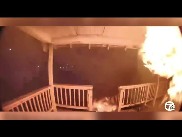 VIDEO: Man lights Detroit home on fire and gets away