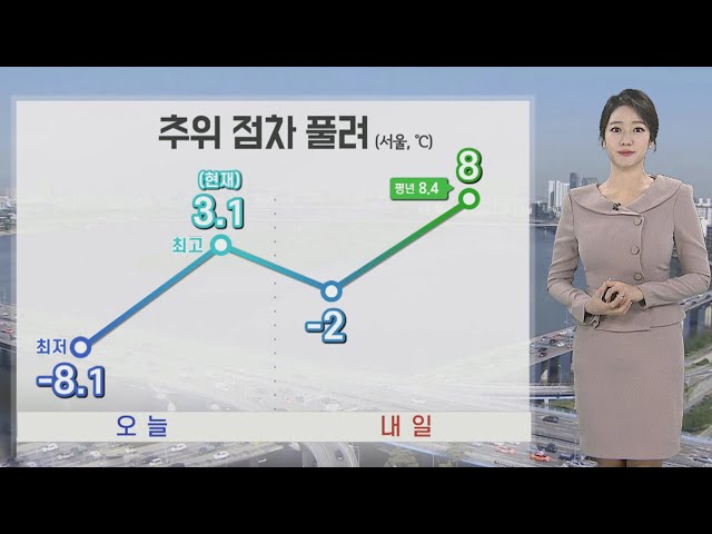 [날씨] 추위 차츰 풀려, 내일 평년 회복…아침까지 중부 눈,비 / 연합뉴스TV (YonhapnewsTV)