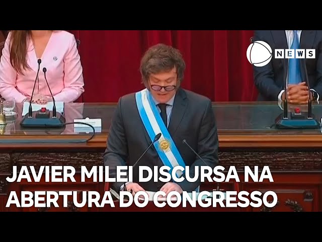 Javier Milei faz discurso na abertura do Congresso