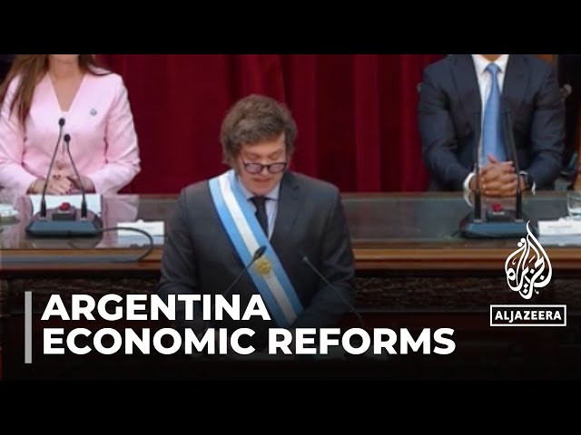 ⁣Argentina economic crisis: Milei calls for support for economic reforms.