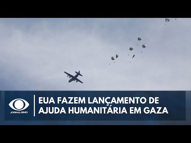 EUA fazem primeiro lançamento aéreo de ajuda humanitária em Gaza