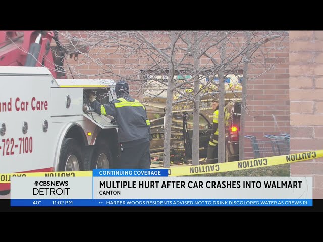 Police investigate vehicle crashing into Canton Township Walmart