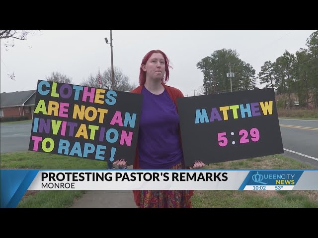 Group protests over controversial rape remarks made by Monroe Pastor