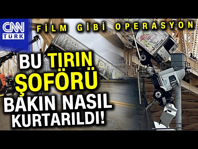 ⁣ABD'de Köprüde Asılı Kalan TIR'ın Şoförüne Film Gibi Operasyon #Haber