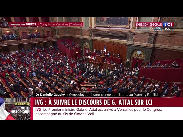  A SUIVRE EN DIRECT SUR LCI - IVG dans la Constitution : vers un vote historique au Congrès