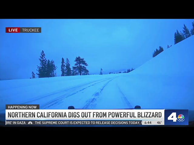 See how much snow a blizzard left behind in Northern California