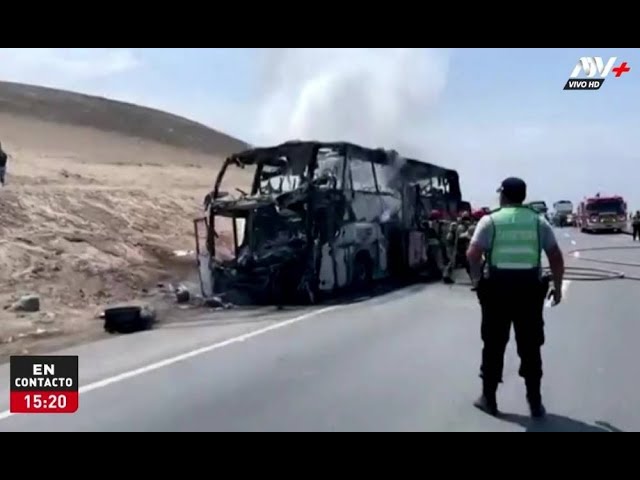 Huaral: Pasajeros huyen por la ventana de un bus en llamas para sobrevivir