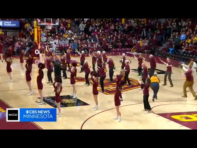 Senior citizen dancers wow sold-out college basketball crowd