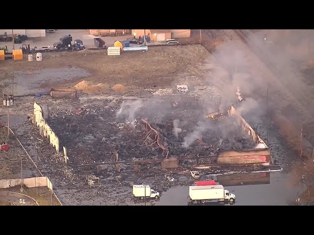 Chopper video shows aftermath of massive fire & explosion in Clinton Township