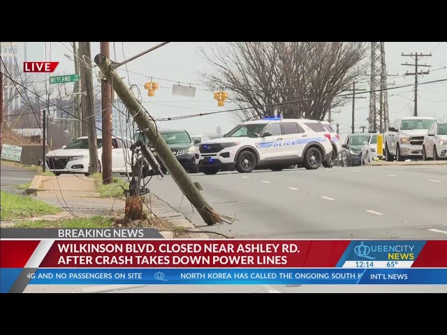 Accident knocks down power lines by Wilkinson Blvd.