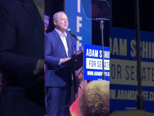 Ceasefire protesters interrupt Rep. Adam Schiff's victory speech