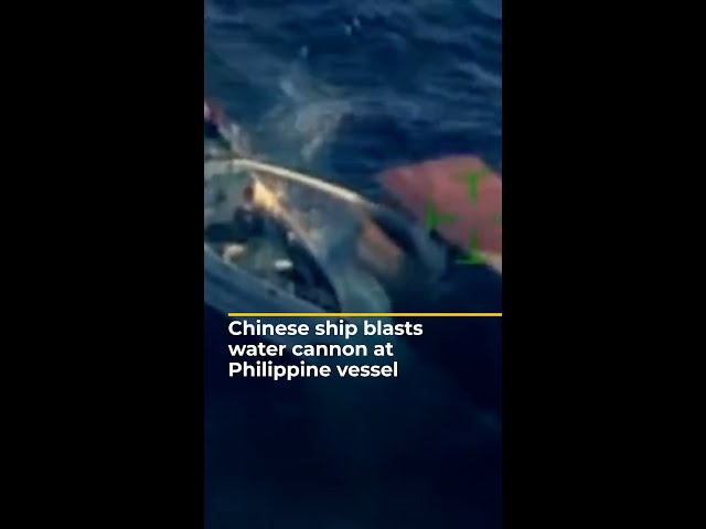 Chinese coast guard ship blasts water cannon at Philippine vessel | #AJshorts