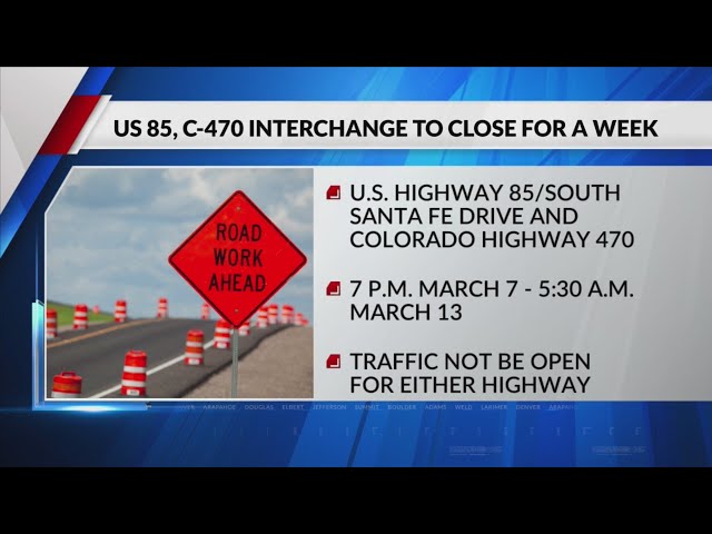 Traffic alert: US 85, C-470 interchange to close for a week