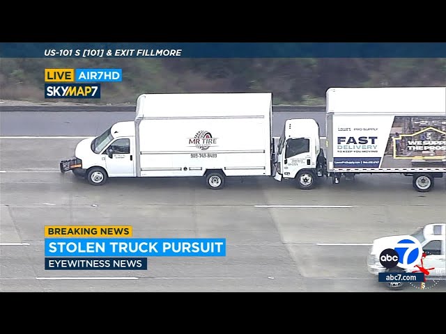 CHASE: Suspect in stolen box truck slams into another truck during pursuit