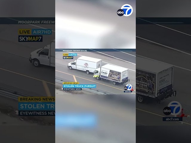 Suspect in stolen box truck slams into another truck during pursuit