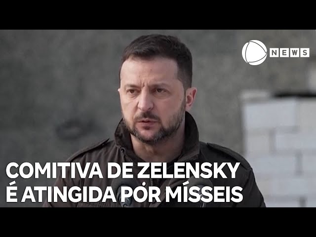 Comitiva de Zelensky é atingida por mísseis da Rússia