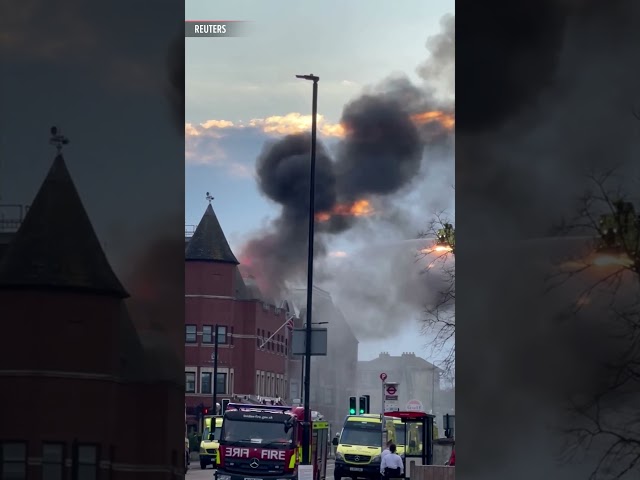 Firefighters tackle blaze at London police station