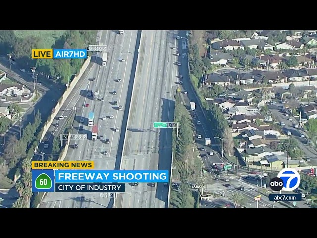 Gunshot victim hospitalized after CHP responds to report of shooting on 60 Freeway in Industry