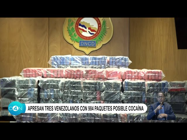 Apresan venezolanos con 984 paquetes de posible cocaina