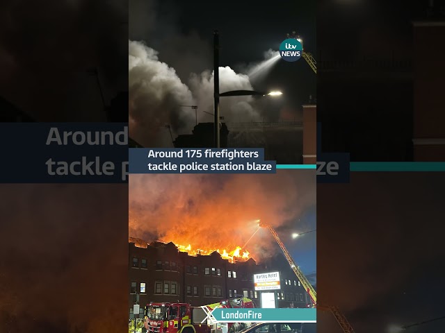 A huge fire broke out at Forest Gate police station #itvnews #fire #london