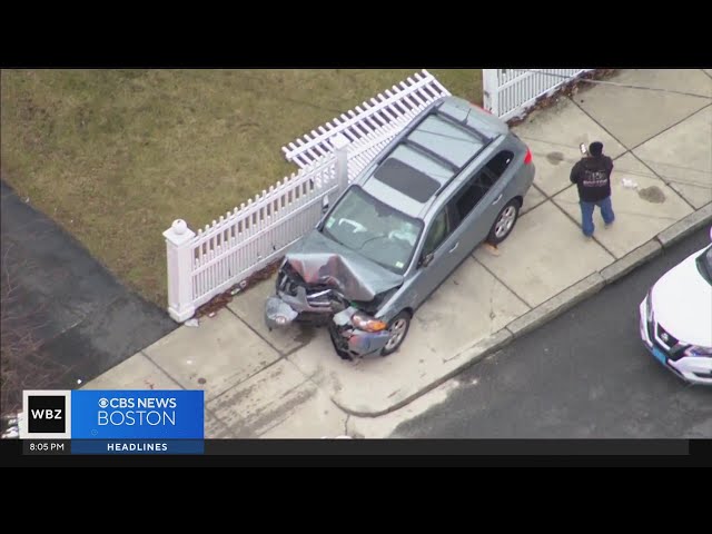 SUV crashes through fence, hits man and dog in Malden