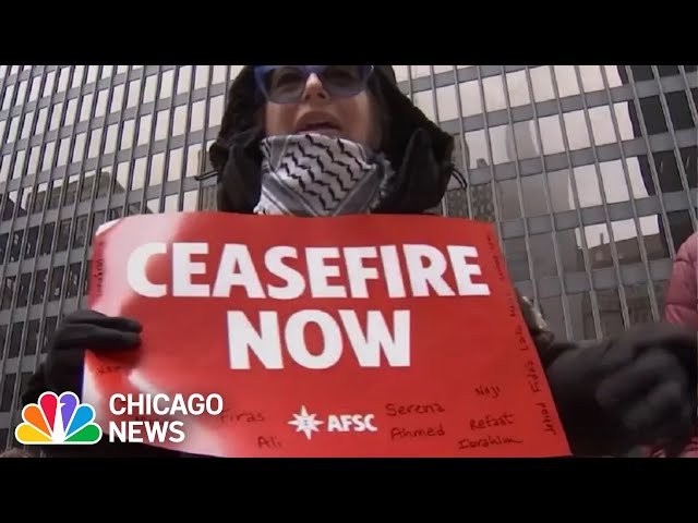 Ceasefire rally held in Chicago Loop to coincide with Biden's State of the Union address