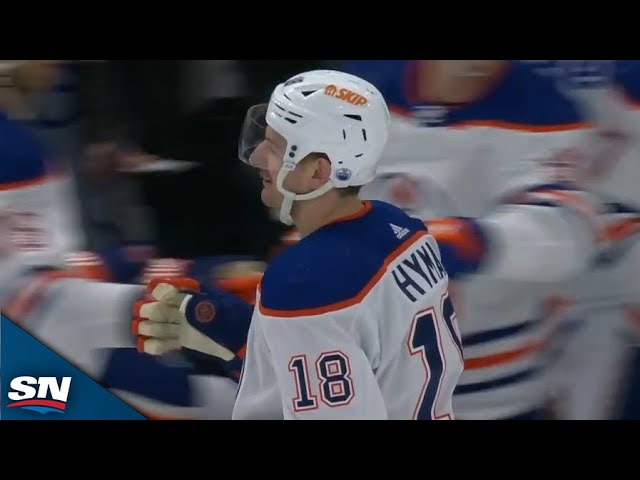 ⁣Connor McDavid Scores 100th Point With Slick Pass Off His Skate To Zach Hyman