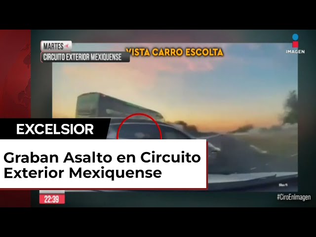 Custodio graba cómo lo balean por asalto a transportistas en Circuito Mexiquense