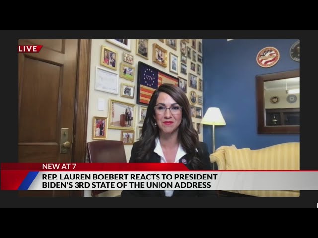 Rep. Lauren Boebert reacts to the State of the Union Address