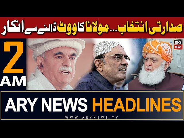 ⁣ARY News 2 AM Headlines 9th March 2024 | Maulana Fazl ur Rehman ka Vote Dalne Say Inkaar