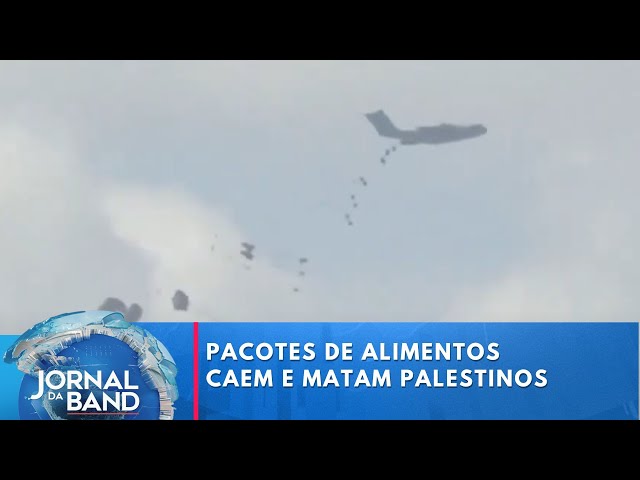 Caixas de comida lançadas por aviões atingem palestinos e matam cinco | Jornal da Band