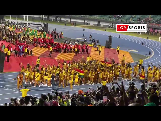 Stadium erupts for Team Ghana at the opening ceremony of the 2023 #AfricanGames