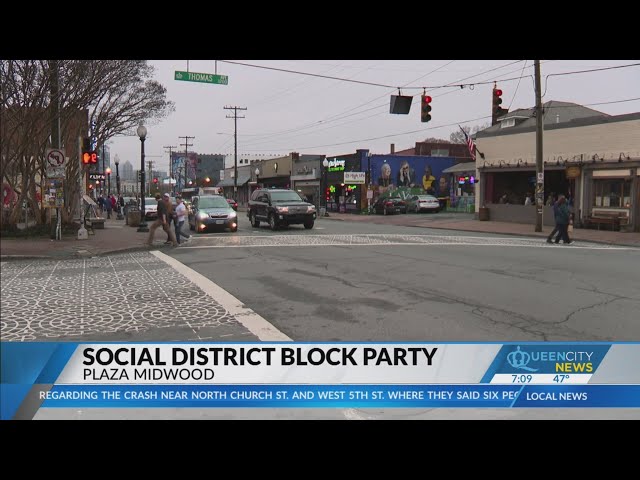 Block party for Plaza Midwood's social district