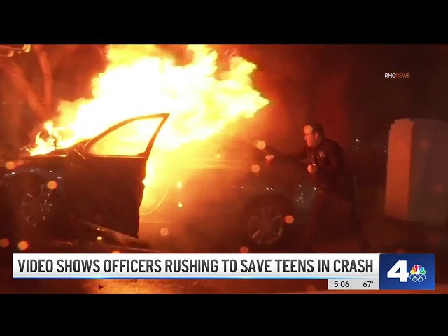 Video shows officers rush to save teens in crash