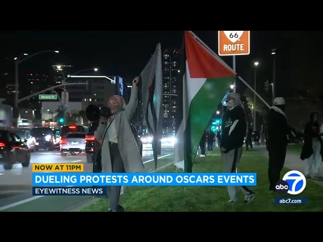 Protests over Gaza war block streets near Oscar ceremony