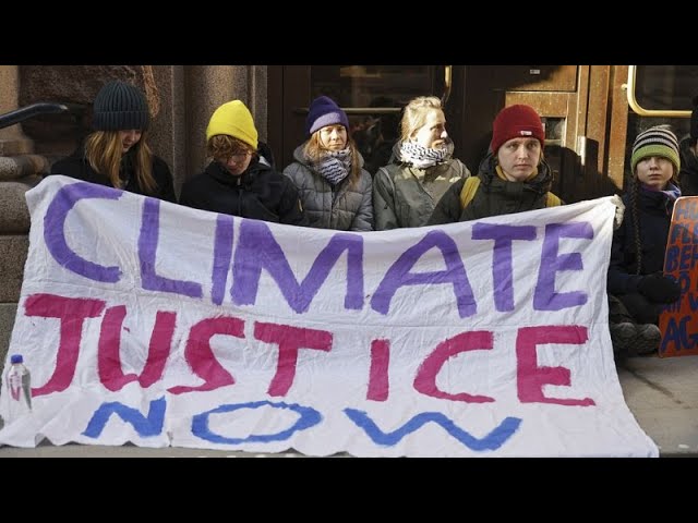 Climate activists alongside Greta Thunberg block the Swedish parliament