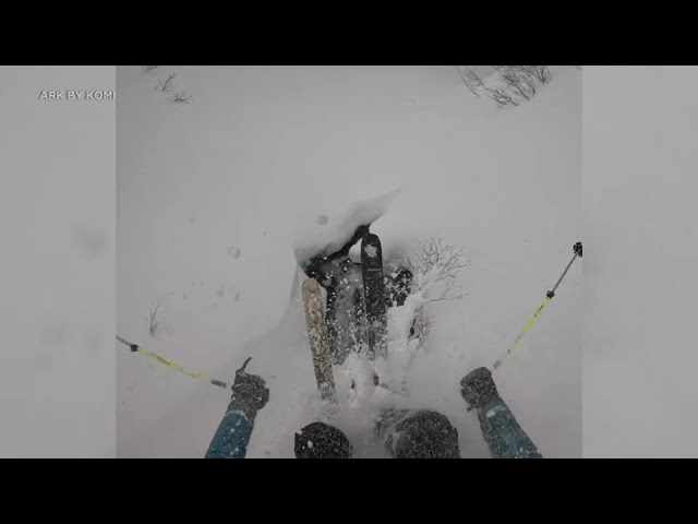 Skier falls into hidden waterfall, GoPro video shows