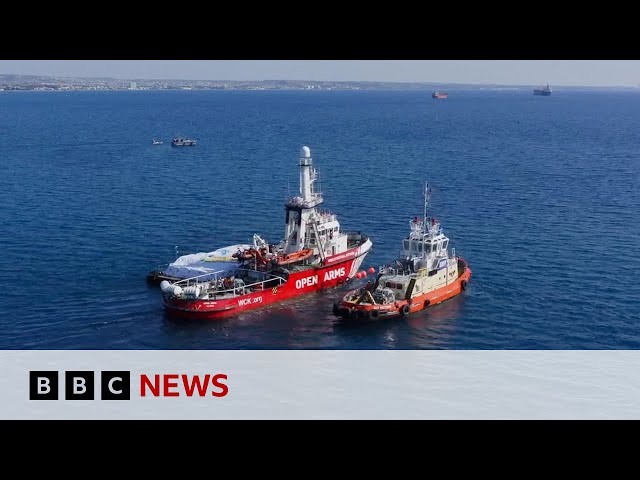 First Gaza aid ship sets off from Cyprus | BBC News