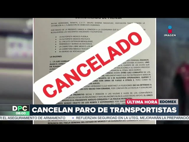 Cancelan paro de transportistas en el EdoMéx