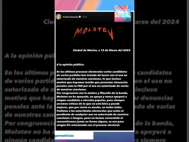 Molotov prohíbe el uso de su música en campañas electorales | Shorts | Crystal Mendivil